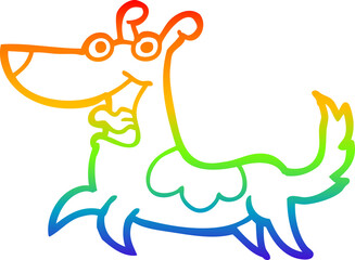 rainbow gradient line drawing happy dog cartoon
