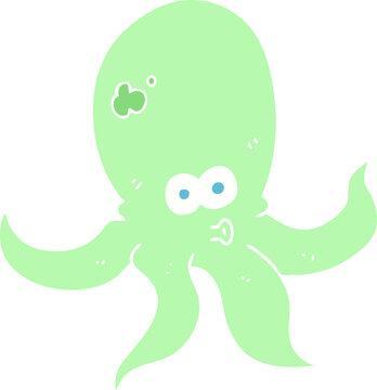 flat color illustration of a cartoon octopus