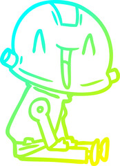 cold gradient line drawing cartoon robot