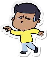 sticker of a cartoon man sweating