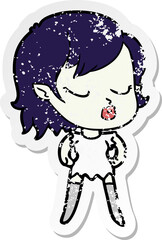 distressed sticker of a cute cartoon vampire girl