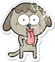 distressed sticker of a cute cartoon dog