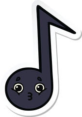 sticker of a cute cartoon musical note