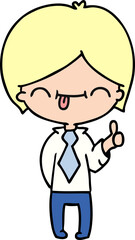 cartoon of boy with thumb up