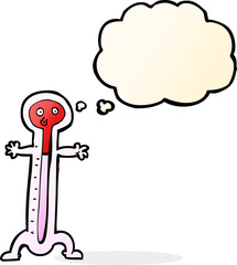 cartoon thermometer with thought bubble