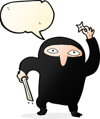 cartoon ninja with speech bubble © lineartestpilot