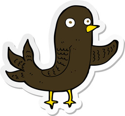 sticker of a cartoon waving bird