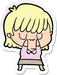 sticker of a cartoon woman