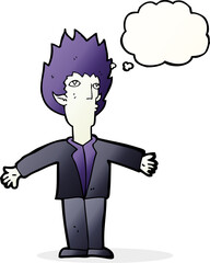 cartoon vampire with thought bubble