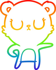 rainbow gradient line drawing peaceful cartoon bear