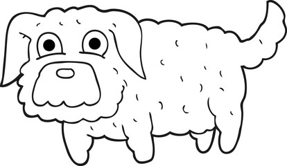 black and white cartoon small dog