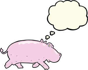 cartoon hippopotamus with thought bubble