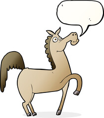 funny cartoon horse with speech bubble