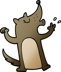 cartoon doodle whistling wolf