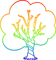 rainbow gradient line drawing cartoon tree