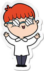 sticker of a cartoon boy wearing spectacles