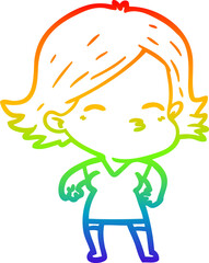 rainbow gradient line drawing cartoon woman