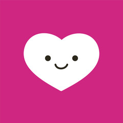 Modern Style Minimalist Purple Valentine's Heart with Smiling Face - Multi Purpose Illustration in Editable Vector Format