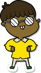 Fototapeta premium sticker of a cartoon boy wearing spectacles