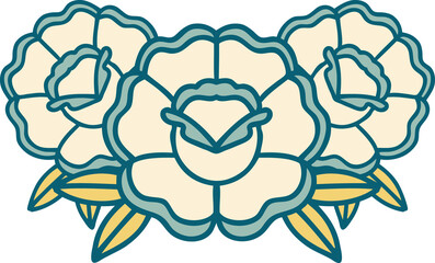 tattoo style icon of a bouquet of flowers