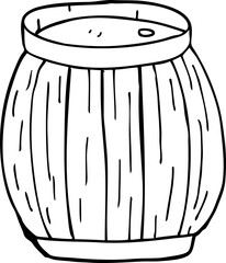 line drawing cartoon of a barrel