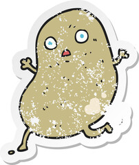 retro distressed sticker of a cartoon potato running