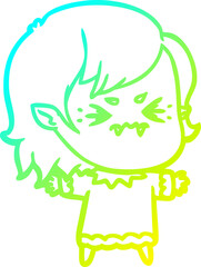 cold gradient line drawing annoyed cartoon vampire girl