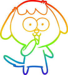 rainbow gradient line drawing cute cartoon dog