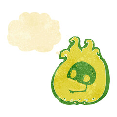 cartoon halloween flame border with thought bubble