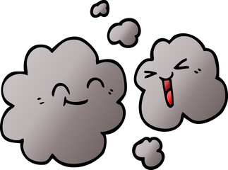 cartoon doodle of happy grey smoke