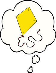 cartoon flying kite and thought bubble