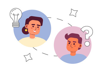 Virtual teamwork line concept vector spot illustration. Editable 2D flat cartoon characters on white for web design. Staying connected as team creative lineart idea for website, mobile, blog