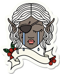 crying elf rogue character face sticker