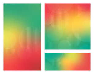 Green yellow and red gradient abstract holographic banner set vectors