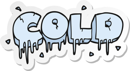 sticker of a cartoon cold text symbol