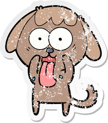 distressed sticker of a cute cartoon dog