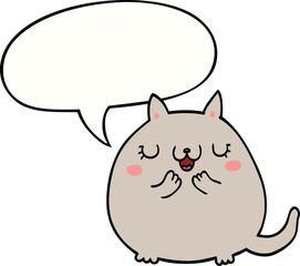 cartoon cute cat and speech bubble