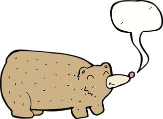 funny cartoon bear with speech bubble