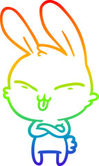 rainbow gradient line drawing cute cartoon rabbit