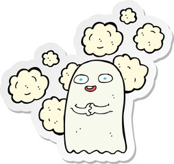 sticker of a cartoon ghost
