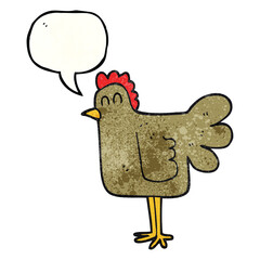 speech bubble textured cartoon chicken
