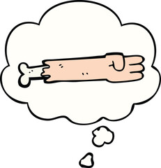 cartoon zombie arm and thought bubble