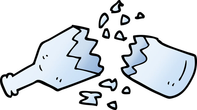 vector gradient illustration cartoon  smashed glass bottle