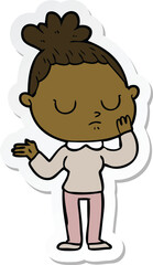 sticker of a cartoon calm woman