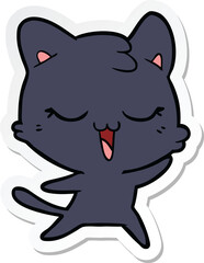 sticker of a happy cartoon cat