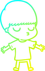 cold gradient line drawing cartoon calm boy