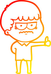 warm gradient line drawing cartoon annoyed man