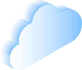 Technology digital isolated 3D object half transparet blue icon cloud