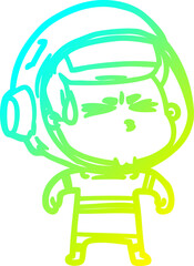 cold gradient line drawing cartoon stressed astronaut