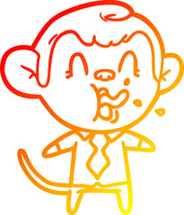warm gradient line drawing crazy cartoon business monkey